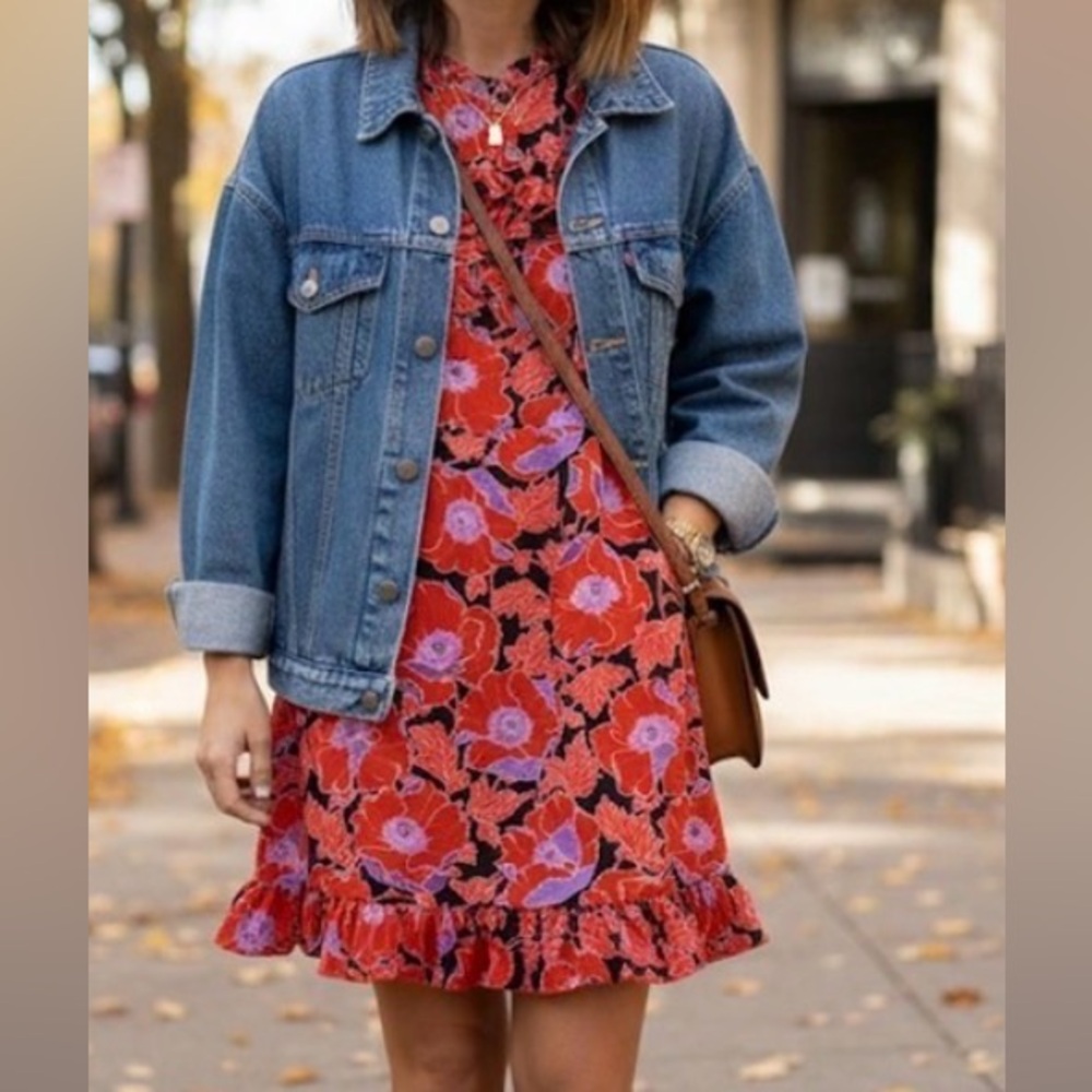 Who What Wear Floral Red Dress